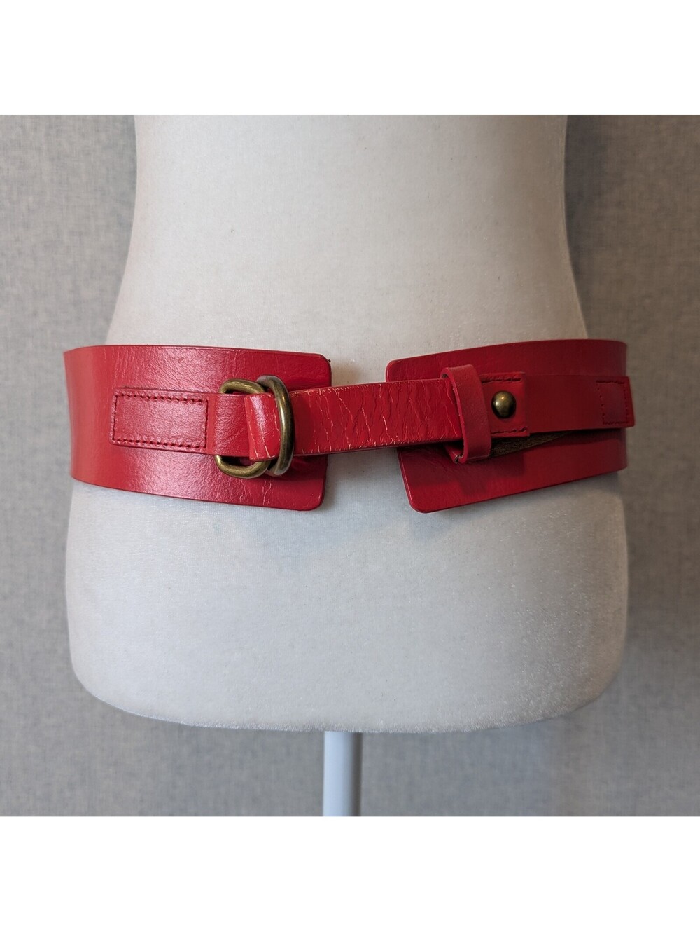 Vintage 00s Gap wide red leather statement belt